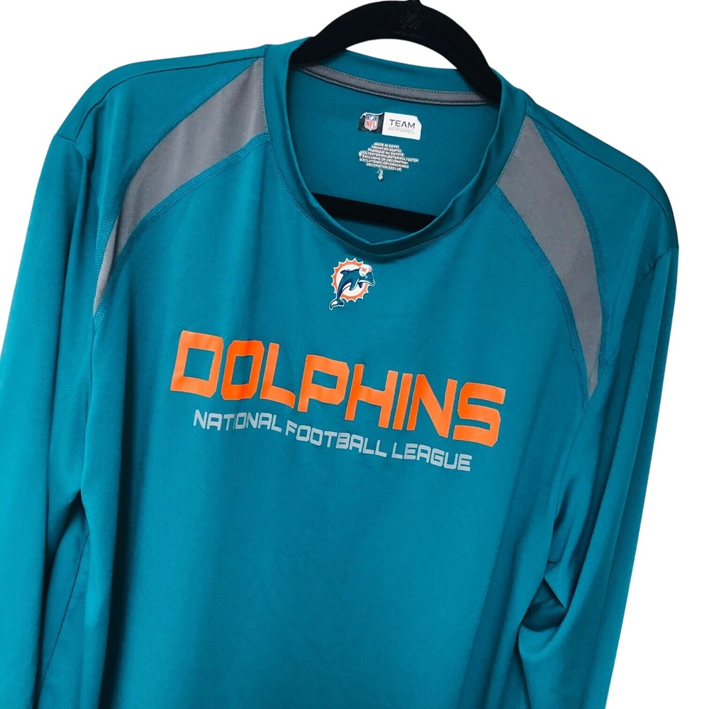 Miami Dolphins Performance Shirt Men's XL L Teal Long Sleeves Teal NFL Apparel